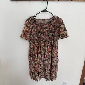 Ces Femme Smocked Floral Mini Dress
